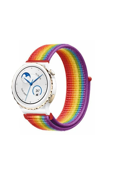 KRETON KRETON Huawei Watch Gt3 Pro 43mm Uyumlu Spor Kumaş Desenli Cırt Cırtlı Kordon Kayış - Resim 5