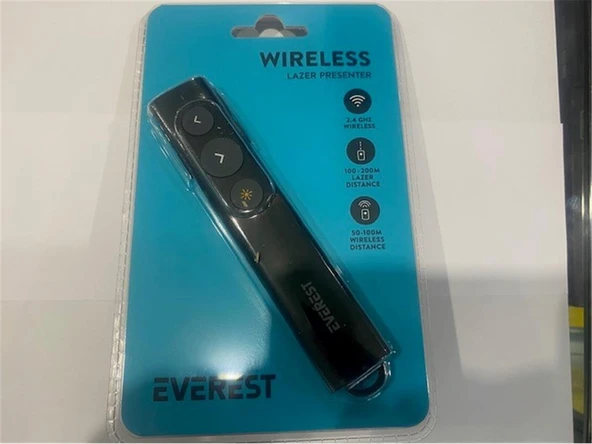 Everest TBA-11 2.4Ghz Kablosuz Type C Profesyonel Sunum Cihazı (100-200mt Lazer)(50-100mt Wıreless ) ürün görseli