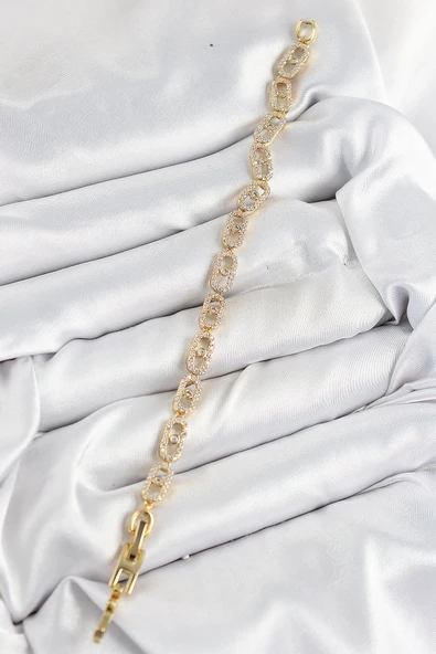 Pirinç Zirkon Taşlı Messika Model Gold Renk VIP Seri Kadın Bileklik - TJ-BB7517 - 2