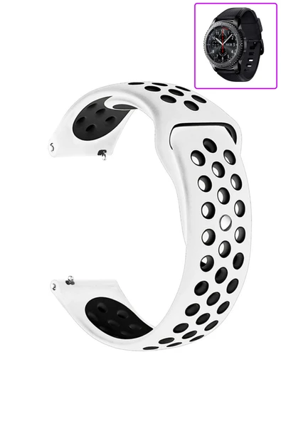 KRETON KRETON Samsung Gear S3 Frontier Uyumlu Kordon Yumuşak Dokulu Delikli Desenli Silikon Kayış - Resim 8