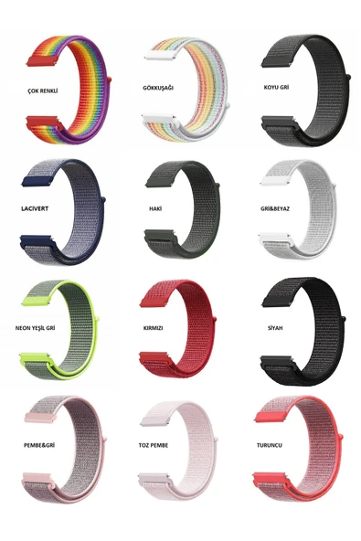 KRETON KRETON Amazfit Zeppe  Uyumlu Spor Kumaş Desenli Cırt Cırtlı Kordon Kayış - Resim 8