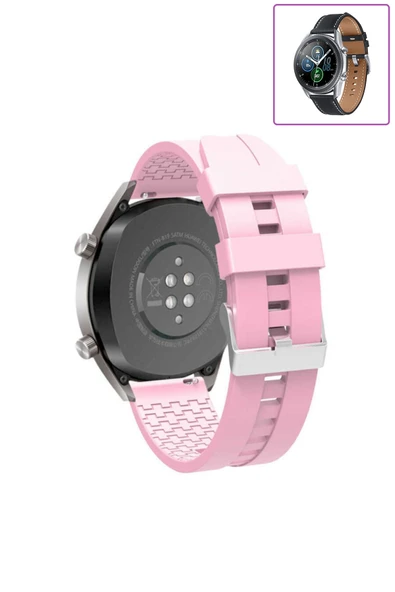 KRETON KRETON Samsung Galaxy Watch 3 45mm Akıllı Saat Ile Uyumlu Kaliteli Tokalı Siyah Silikon Kordon Kayış - Resim 4