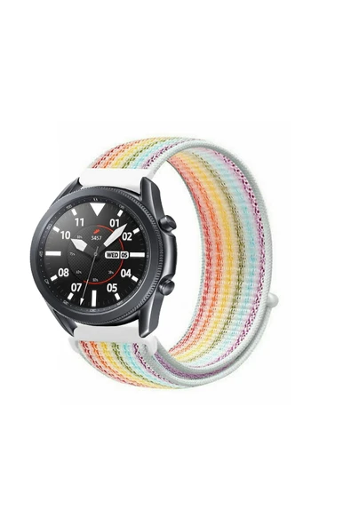 KRETON KRETON Samsung Galaxy Watch 3 45mm Uyumlu Spor Kumaş Desenli Cırt Cırtlı Kordon Kayış - Resim 4