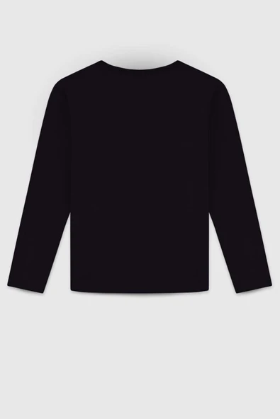 United Colors of Benetton Kız Çocuk  BNT-G23332 Uzun Kollu Tshirt Siyah - Resim 2