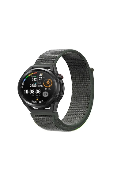 KRETON KRETON Huawei Watch Gt Runner Uyumlu Spor Kumaş Desenli Cırt Cırtlı Kordon Kayış - Resim 8