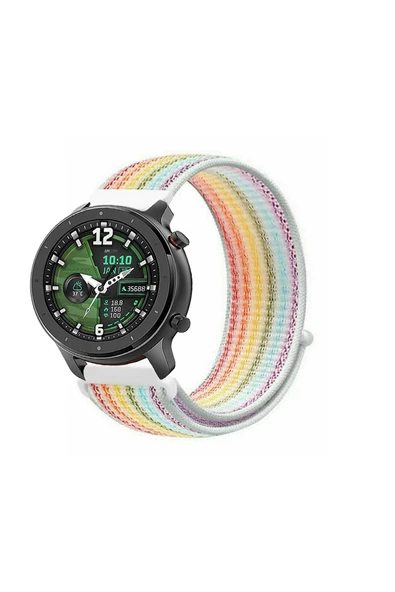 KRETON KRETON Amazfit GTR 47mm Uyumlu Spor Kumaş Desenli Cırt Cırtlı Kordon Kayış - Resim 3