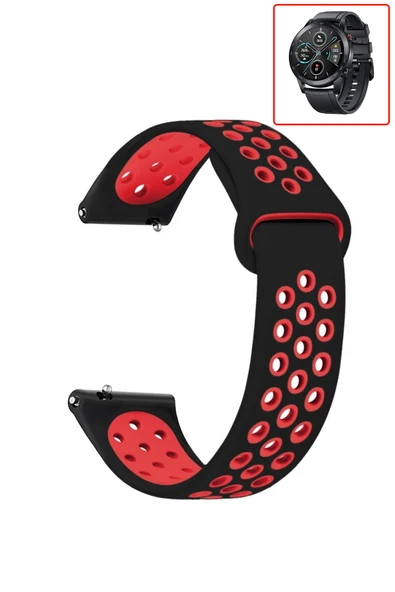 KRETON KRETON Honor Magic Watch 2 46mm Uyumlu Kordon Yumuşak Dokulu Delikli Desenli Silikon Kayış ürün görseli