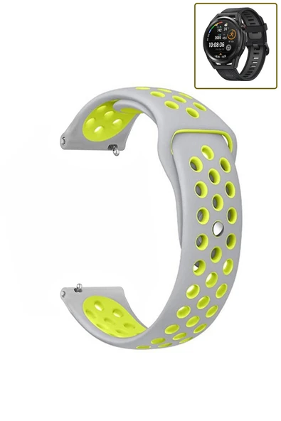 KRETON KRETON Huawei Watch Gt Runner Uyumlu Kordon Yumuşak Dokulu Delikli Desenli Silikon Kayış - Resim 7