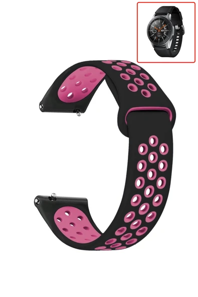 KRETON KRETON Samsung Galaxy Watch 46mm Uyumlu Kordon Yumuşak Dokulu Delikli Desenli Silikon Kayış - Resim 9