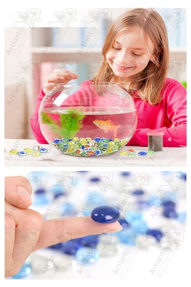 Dekoratif Renkli Düz Cam Taşlar 40 lı 1 Paket El Sanatları Vazo Doldusu Akvaryum Süsü Değerli Cam Taşları - Resim 5