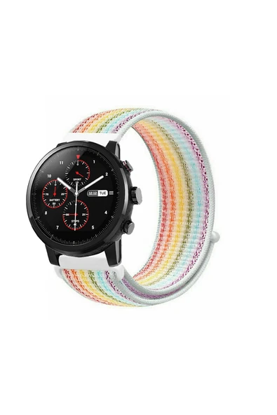 KRETON KRETON Amazfit Pace 2 Stratos Uyumlu Spor Kumaş Desenli Cırt Cırtlı Kordon Kayış - Resim 8