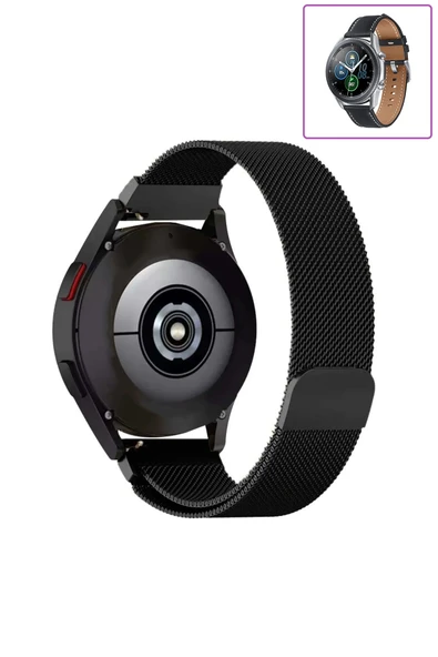 KRETON KRETON Samsung Galaxy Watch 3 45mm Uyumlu Kordon Hasır Metal Örgü Tarz Mıknatıslı Milano Kayış - Resim 2