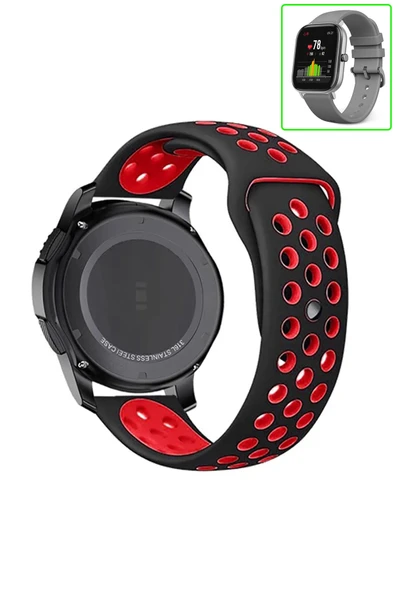 KRETON KRETON Amazfit GTS-GTS2-GTS2E-GTS3-GTS4 Uyumlu Kordon Yumuşak Dokulu Delikli Desenli Silikon Kayış - Resim 3