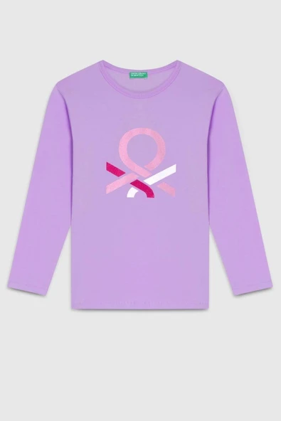 United Colors of Benetton Kız Çocuk  BNT-G23331 Uzun Kollu Tshirt Lila ürün görseli