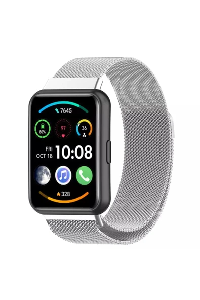 KRETON KRETON Huawei Watch Fit 2 Uyumlu Hasır Metal Örgü Işlemeli Mıknatıslı Kordon Kayış - Resim 6