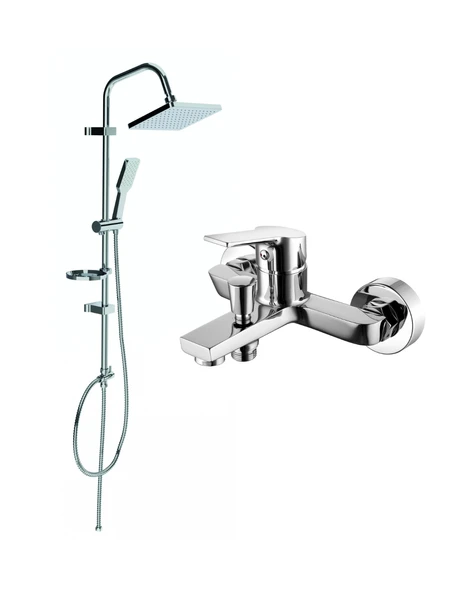 Creavit SH630 Tepe Duş Sistemi Kendinden Temizleyicili (Kare) ve LN2500 Luna Banyo Bataryası Krom ürün görseli