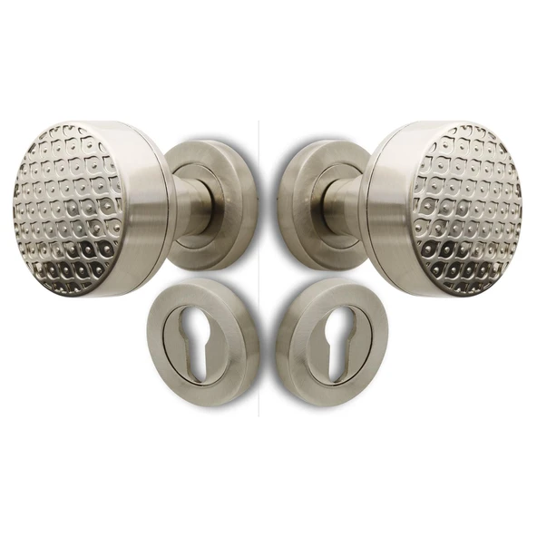 Kapı Tokmağı Topuzu Kolu Metal Tokmak Saten Kapı Kolu Yale Sağa Sola Uygun 1 Takım - Resim 2