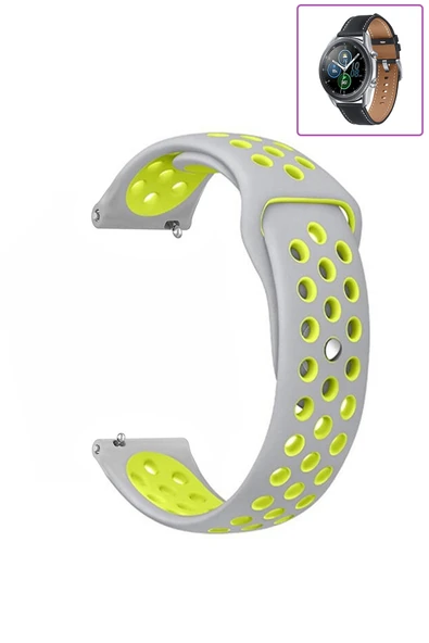 KRETON KRETON Samsung Galaxy Watch 3 45mm Uyumlu Kordon Yumuşak Dokulu Delikli Desenli Silikon Kayış - Resim 6