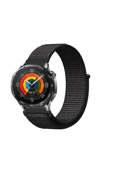 KRETON KRETON Huawei Watch GT5 46mm  Uyumlu Spor Kumaş Desenli Cırt Cırtlı Kordon Kayış - Resim 3