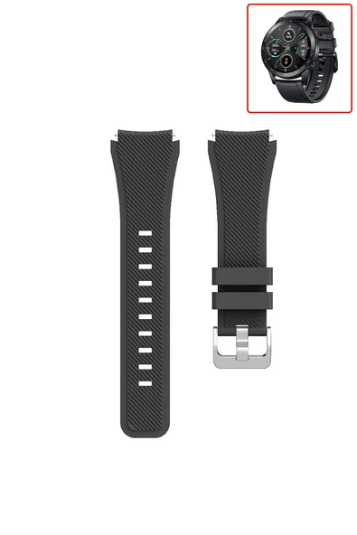 KRETON KRETON Honor Magic Watch 2 46mm Akıllı Saat Uyumlu Tırtık Desenli Silikon Kordon Kayış - Resim 3