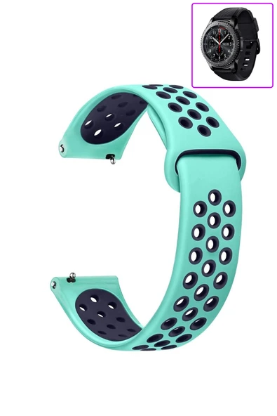 KRETON KRETON Samsung Gear S3 Frontier Uyumlu Kordon Yumuşak Dokulu Delikli Desenli Silikon Kayış - Resim 3