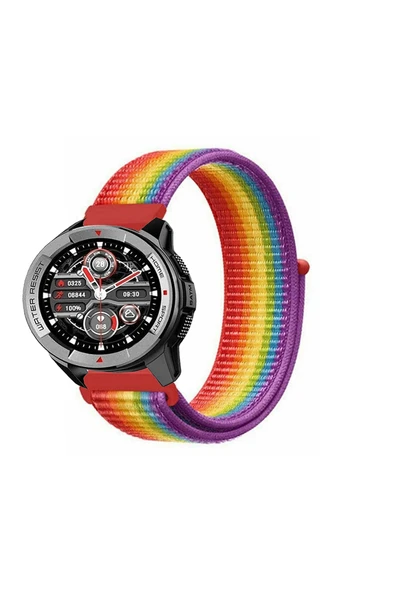 KRETON KRETON Mibro Watch X1 Uyumlu Spor Kumaş Desenli Cırt Cırtlı Kordon Kayış - Resim 3