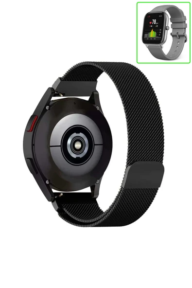 KRETON KRETON Amazfit GTR 42mm Uyumlu Kordon Hasır Metal Örgü Mıknatıslı Milano Kayış - Resim 4