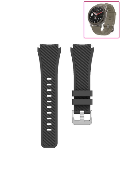 KRETON KRETON Amazfit GTR 47mm Akıllı Saat Uyumlu Tırtık Desenli Silikon Kordon Kayış - Resim 2