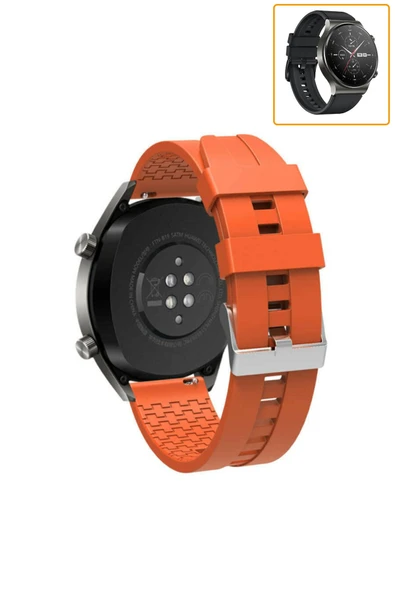 KRETON KRETON Huawei Watch Gt2 Pro Akıllı Saat Ile Uyumlu Kaliteli Tokalı Siyah Silikon Kordon Kayış - Resim 2