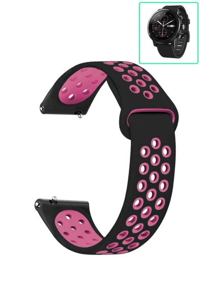 KRETON KRETON Amazfit Pace 2 Stratos Uyumlu Kordon Yumuşak Dokulu Delikli Desenli Silikon Kayış - Resim 7
