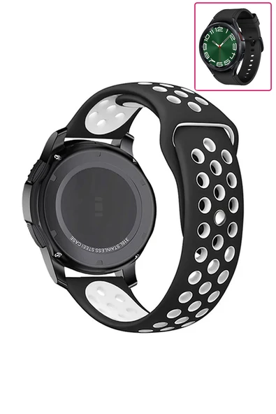 KRETON KRETON Samsung Galaxy Watch 6 Classic 43mm/47mm Uyumlu Kordon Yumuşak Dokulu Delikli Desenli Silikon Kayış - Resim 4