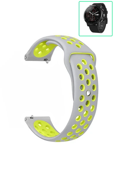 KRETON KRETON Amazfit Pace 2 Stratos Uyumlu Kordon Yumuşak Dokulu Delikli Desenli Silikon Kayış - Resim 5