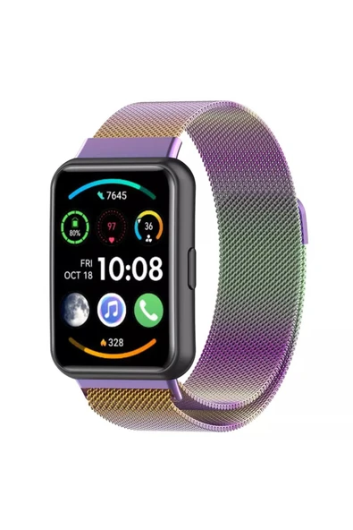 KRETON KRETON Huawei Watch Fit 2 Uyumlu Hasır Metal Örgü Işlemeli Mıknatıslı Kordon Kayış - Resim 2