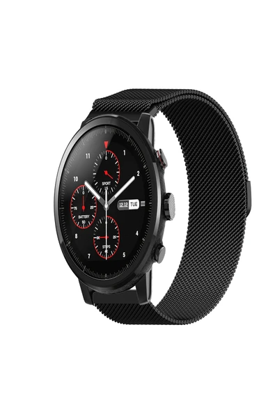 KRETON KRETON Amazfit Pace 2 Stratos Uyumlu Kordon Hasır Metal Örgü Tarz Mıknatıslı Milano Kayış - Resim 3