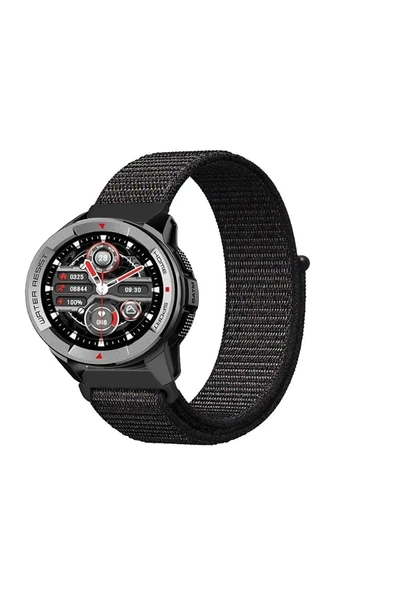 KRETON KRETON Mibro Watch X1 Uyumlu Spor Kumaş Desenli Cırt Cırtlı Kordon Kayış - Resim 5