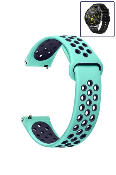 KRETON KRETON Huawei Watch Gt4 46mm Uyumlu Kordon Yumuşak Dokulu Delikli Desenli Silikon Kayış - Resim 9