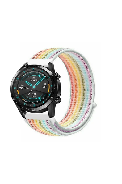 KRETON KRETON Huawei Watch Gt2 46mm Uyumlu Spor Kumaş Desenli Cırt Cırtlı Kordon Kayış - Resim 7