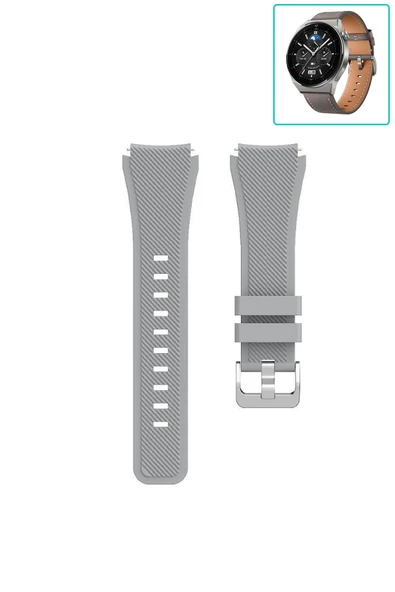 KRETON KRETON Huawei Watch Gt3 Pro 46mm Akıllı Saat Uyumlu Tırtık Desenli Silikon Kordon Kayış - Resim 6