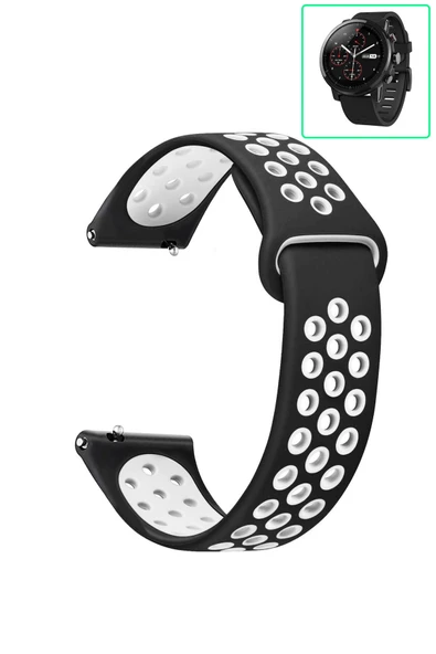 KRETON KRETON Amazfit Pace 2 Stratos Uyumlu Kordon Yumuşak Dokulu Delikli Desenli Silikon Kayış - Resim 8