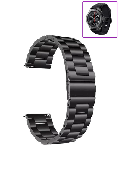 KRETON KRETON Samsung Gear S3 Frontier Uyumlu GÜMÜŞ Kordon Klasik Baklava Model Paslanmaz Çelik Metal Kayış - Resim 8