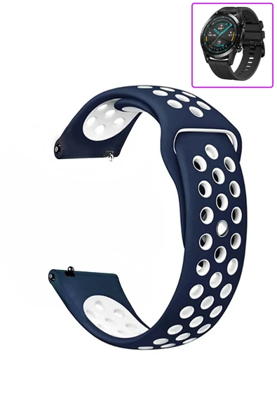 KRETON KRETON Huawei Watch Gt2 46mm Uyumlu Kordon Yumuşak Dokulu Delikli Desenli Silikon Kayış - Resim 7