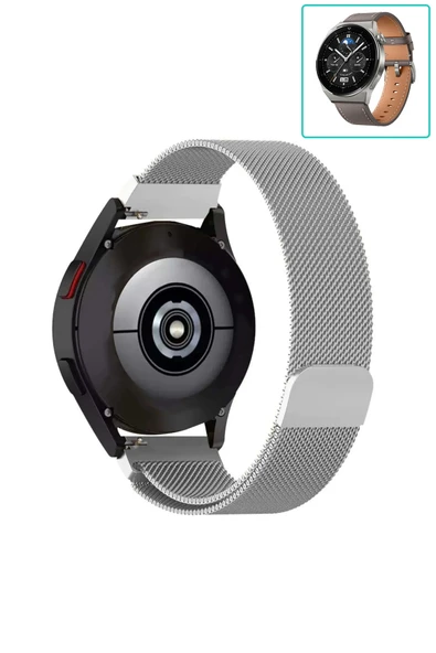KRETON KRETON Huawei Watch Gt3 Pro 46mm Uyumlu Kordon Hasır Metal Örgü Tarz Mıknatıslı Milano Kayış - Resim 4