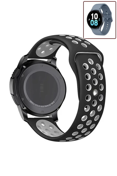 KRETON KRETON Samsung Galaxy Watch 5 40mm/44mm Uyumlu Kordon Yumuşak Dokulu Delikli Desenli Silikon Kayış - Resim 10
