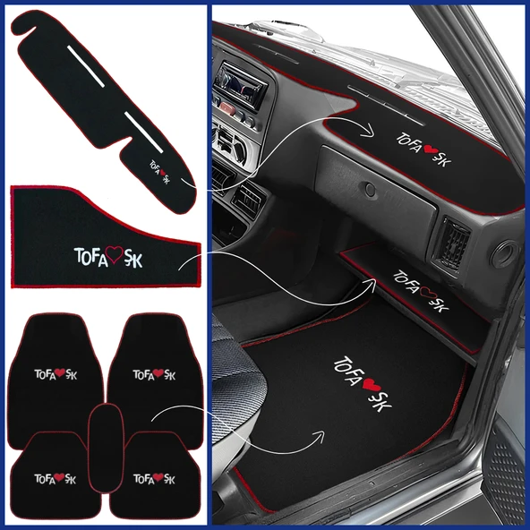 Tofaş Şahin Doğan Kartal Nakışlı Oto Halı Paspas Seti & Yüksek Torpido Kaplama Halısı & Sehpa Örtüsü ürün görseli