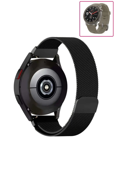 KRETON KRETON Amazfit GTR 47mm Uyumlu Kordon Hasır Metal Örgü Tarz Mıknatıslı Milano Kayış - Resim 4
