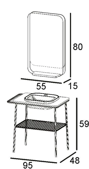 Denko Perast 95 cm (Siyah) Banyo Dolabı Takımı - Resim 3