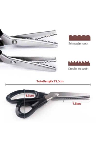 Artus Tedarik Zig Zag Kumaş Deri Kağıt Kesim Terzi Sürfile Makası 23.5 Cm ürün görseli