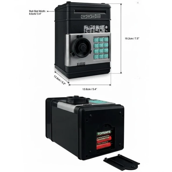 Elektronik Şifreli Kasa Otomatik Kağıt Para Alan ATM Kumbara Pembe - Resim 2