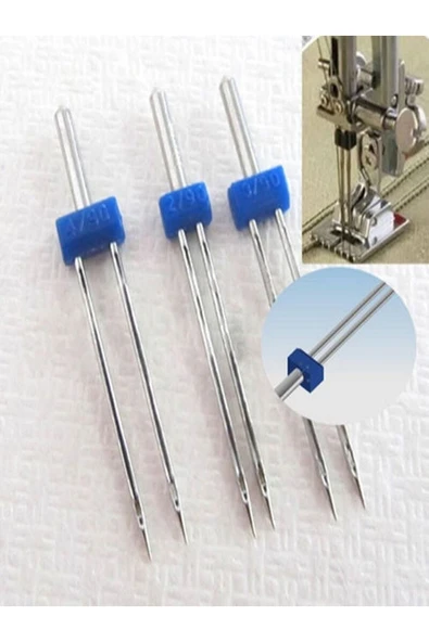 SİNGER Dikiş Makine Iğnesi (12-14-16 Numara 30 Adet) Normal Iğne Ve 2mm-3mm-4mm Çift Iğne 3 Adet Gelecektir - Resim 5