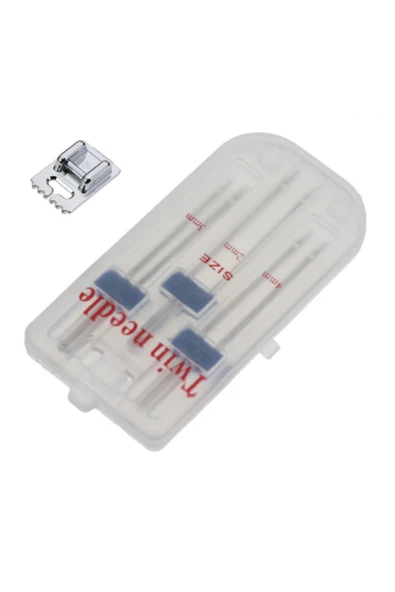 Janome Singer Zetina Bernina Uyumlu Çift İğne ve Nervür Ayak Set (iğne Paket Içinde 2mm,3mm ve 4 Mm'dir.) - Resim 3